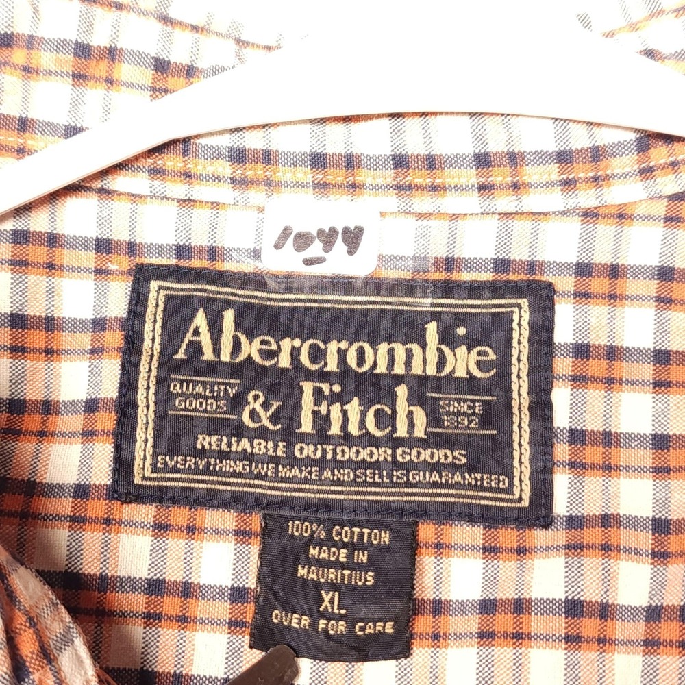 Abercrombie & Fitch Shirt Mens XL Orange Plaid Cotton Button Down - Picture 4 of 9